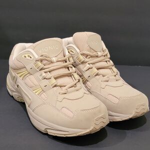 Vionic Walker Classic Walking Shoes Womens Size 9.5 W Taupe Leather Sneakers Tan